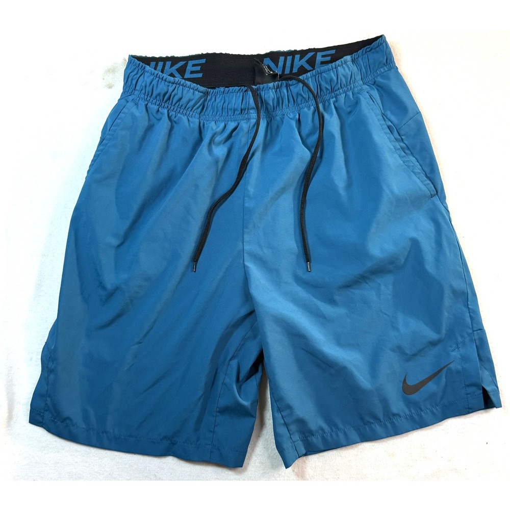 Nike Dri-FIT Shorts Mens M Blue Standard Fit Swoosh Logo Athletic Running Gym